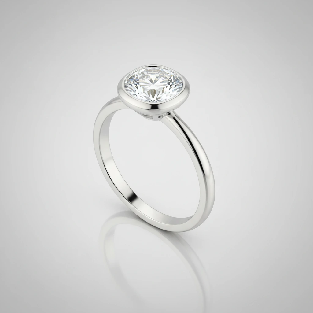 Elysian • Three Stone • Round • 9K White Gold