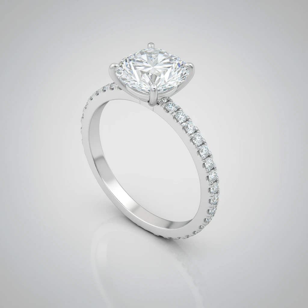 Lustre • Solitaire • Round • 18K White Gold
