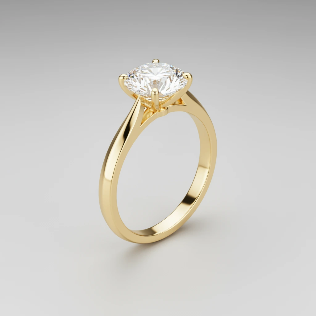 Serenity • Solitaire • Round • 18K Yellow Gold