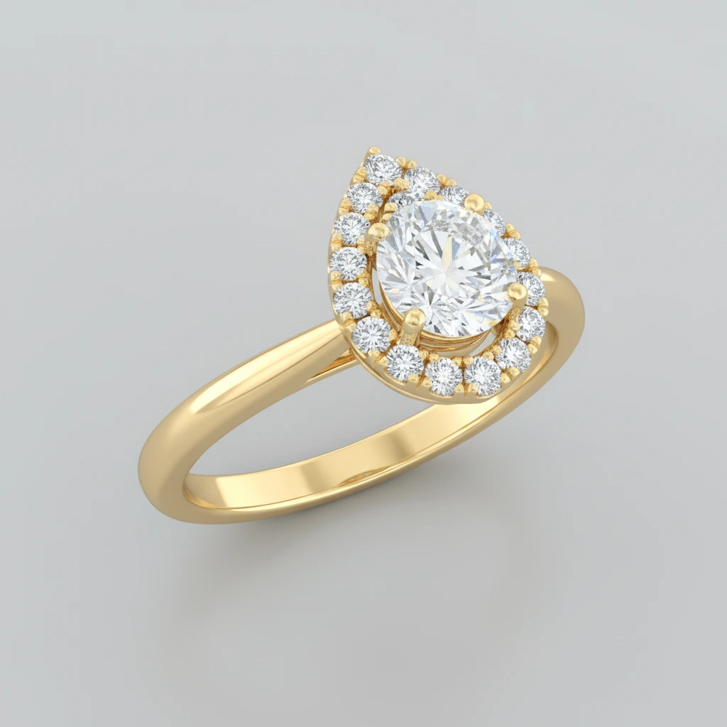 Valentina • Hidden Halo • Cushion • 18K Yellow Gold
