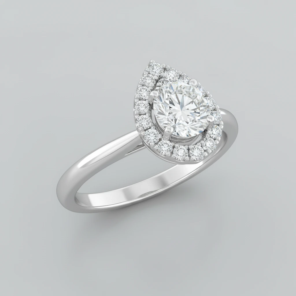 Valentina • Hidden Halo • Pear • 18K White Gold