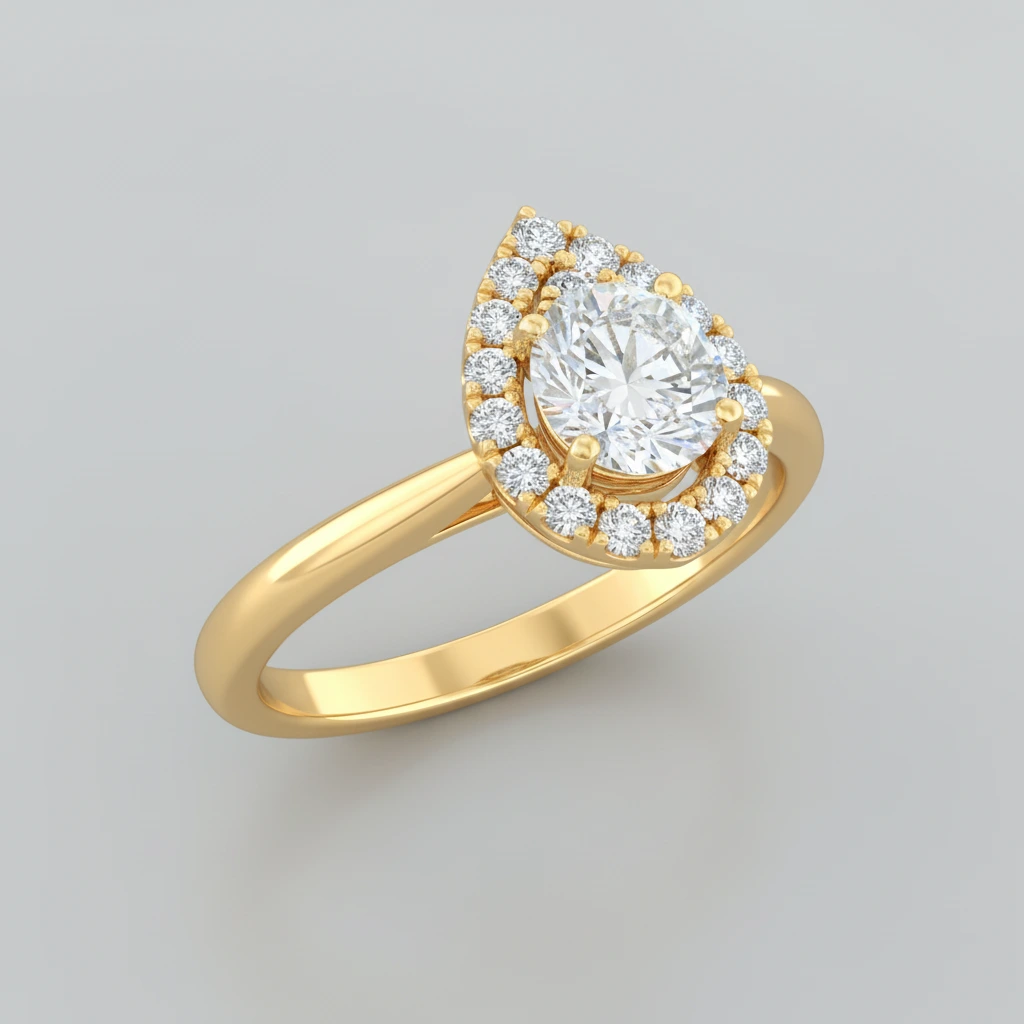Valentina • Hidden Halo • Pear • 18K Yellow Gold